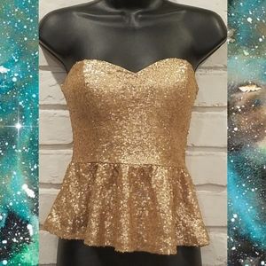 Forever21 Matte Gold sequined peplum top